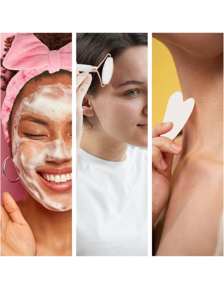 Conjunto de Cuidado Facial Earth & I - Rodillo de Jade Blanco y Gua Sha