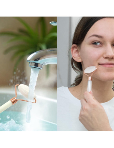 Conjunto de Cuidado Facial Earth & I - Rodillo de Jade Blanco y Gua Sha