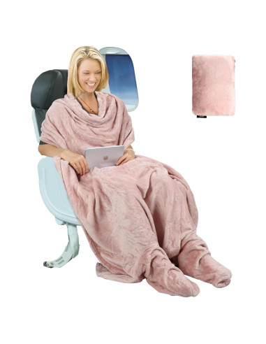 Manta Portátil de Viaje Tirrinia Rosa 127x178 cm con Bolsillo