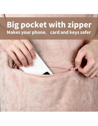 Manta Portátil de Viaje Tirrinia Rosa 127x178 cm con Bolsillo