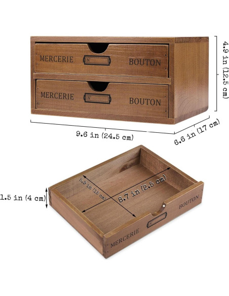Organizador de Escritorio de Madera Flexzion con 2 Cajones