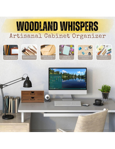 Organizador de Escritorio de Madera Flexzion con 2 Cajones