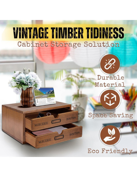 Organizador de Escritorio de Madera Flexzion con 2 Cajones