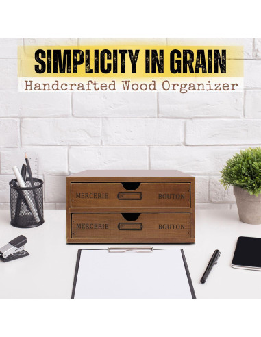 Organizador de Escritorio de Madera Flexzion con 2 Cajones