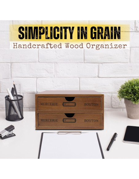 Organizador de Escritorio de Madera Flexzion con 2 Cajones