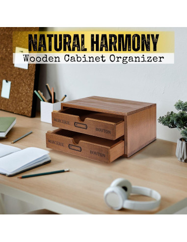 Organizador de Escritorio de Madera Flexzion con 2 Cajones