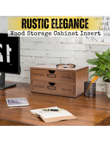 Organizador de Escritorio de Madera Flexzion con 2 Cajones