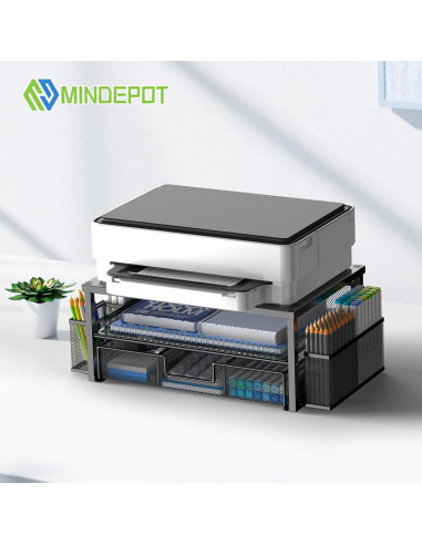 Soporte de Monitor Ergonomico MINDEPOT con Cajón y Sujetapapeles