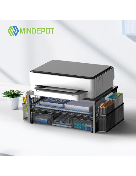 Soporte de Monitor Ergonomico MINDEPOT con Cajón y Sujetapapeles