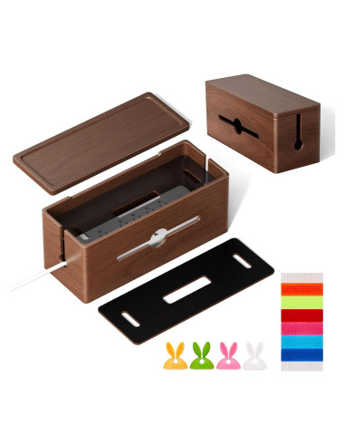 Caja de Gestión de Cables HomeBliss Extra Grande de Madera