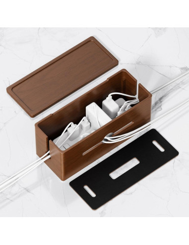 Caja de Gestión de Cables HomeBliss Extra Grande de Madera
