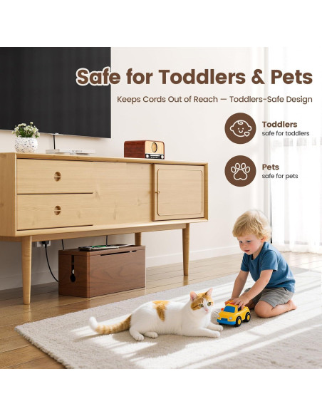 Caja de Gestión de Cables HomeBliss Extra Grande de Madera