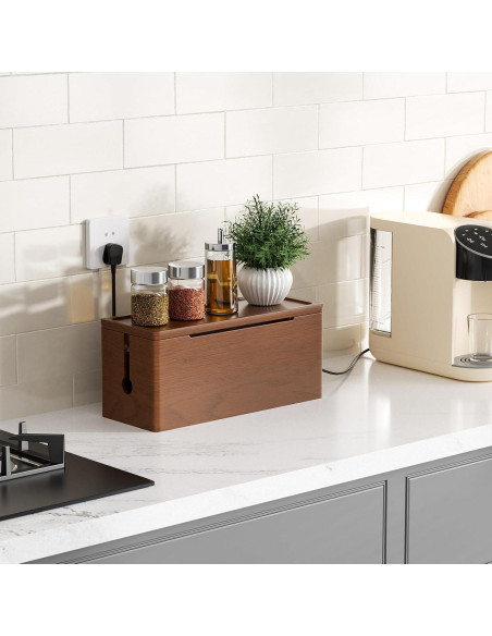 Caja de Gestión de Cables HomeBliss Extra Grande de Madera