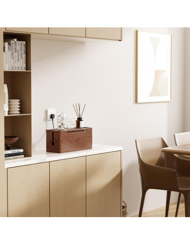 Caja de Gestión de Cables HomeBliss Extra Grande de Madera