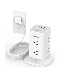 Regleta de Torre TESSAN 10 PIES 8 Salidas AC 3 USB 1700J