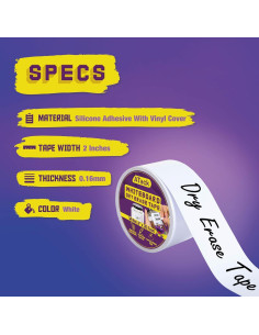 Cinta de Borrado en Seco ATack 5cm x 9.14m Blanca Sin Residuos 2