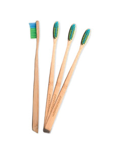 Cepillos de dientes de bambú WooBamboo - Mango delgado - 4 unidades