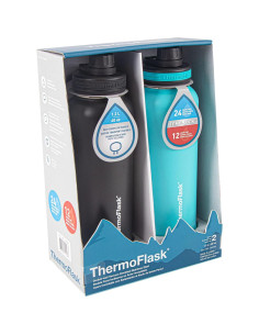 Juego de 2 Botellas de Agua Aisladas ThermoFlask 1.2L Negro 2