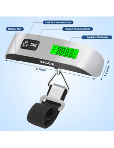 Báscula de Equipaje Digital WGGE 50kg con Pantalla LCD 2