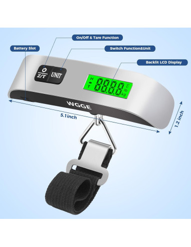 Báscula de Equipaje Digital WGGE 50kg con Pantalla LCD