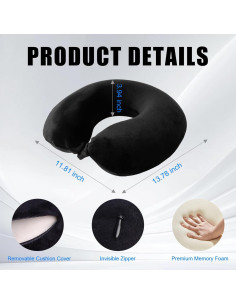 Almohada de Viaje Vacilo en Espuma Viscoelástica Negra 2