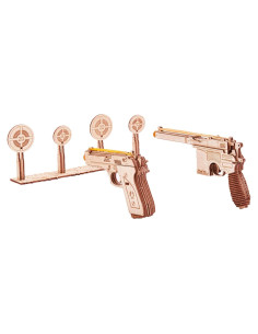 Juego de Armas de Madera Wood Trick - 2 Pistolas y 4 Objetivos