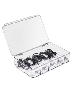 Caja Organizadora de Cables Sorbus - Plástico Transparente 5 Compartimentos