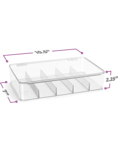 Caja Organizadora de Cables Sorbus - Plástico Transparente 5 Compartimentos 2