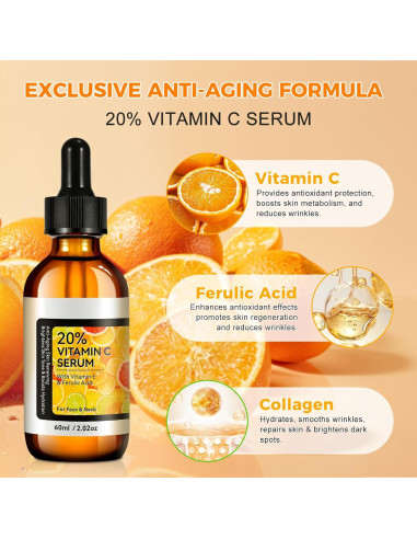 Suero Facial Antienvejecimiento Ruduwu 60ml - Vitamina C y E