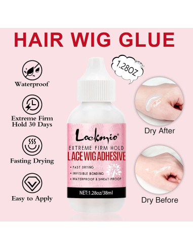 Kit de Peluca 15 Piezas Lockmio - Spray, Cera, Control de Bordes