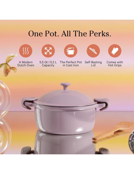 Olla Perfecta de Hierro Fundido Nuestra Lugar 5.5 Qt Esmaltada