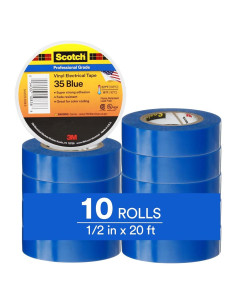 Cinta Eléctrica Scotch 35 1/2" x 20' Azul 10 Rollos Profesional