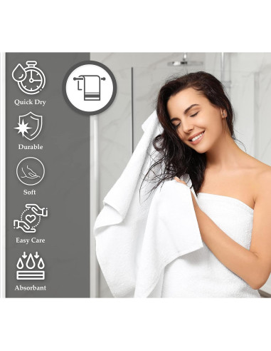 12 Toallas de Baño Económicas TEXTILES DE ORO 61x122 cm Algodón