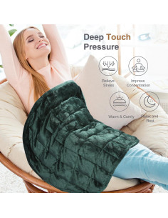 Manta con peso Alomidds 3.18kg Verde 60.96x73.66cm Transpirable 2