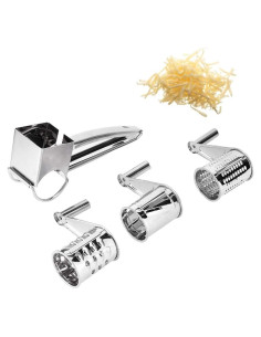 Rallador de Queso Rotatorio Cyrank Acero Inoxidable 3 Cuchillas