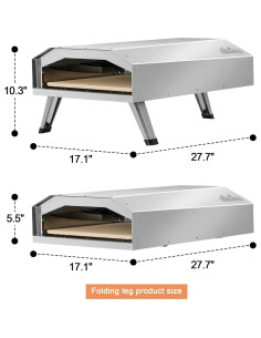 Horno de Pizza a Gas BIG HORN 12" Portátil Acero Inoxidable 2