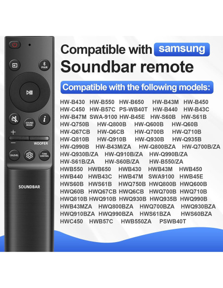Control Remoto Qzanyee Life AH81-15047A para Barra de Sonido Samsung