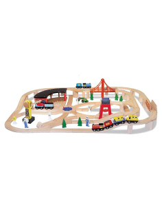 Juego de Ferrocarril de Madera Melissa & Doug 130 Piezas