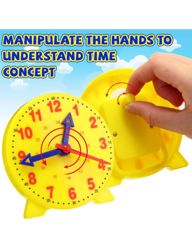 Kit de Reloj de Enseñanza Batiyeer 24 Piezas 10 cm Amarillo