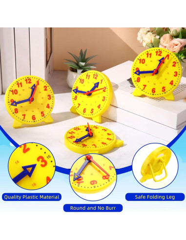 Kit de Reloj de Enseñanza Batiyeer 24 Piezas 10 cm Amarillo