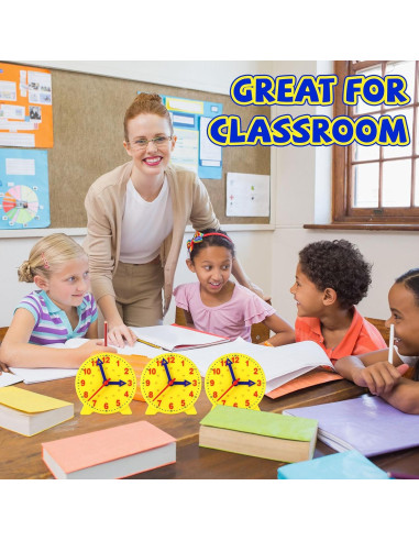 Kit de Reloj de Enseñanza Batiyeer 24 Piezas 10 cm Amarillo