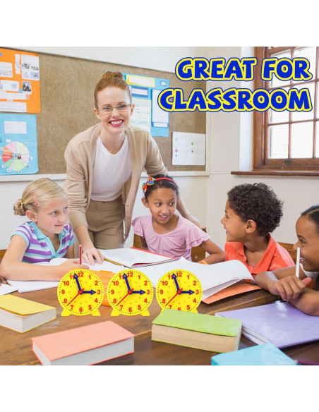 Kit de Reloj de Enseñanza Batiyeer 24 Piezas 10 cm Amarillo