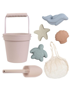 Set de Playa de Silicona Blue Ginkgo - 7 Piezas Rosa Pálido