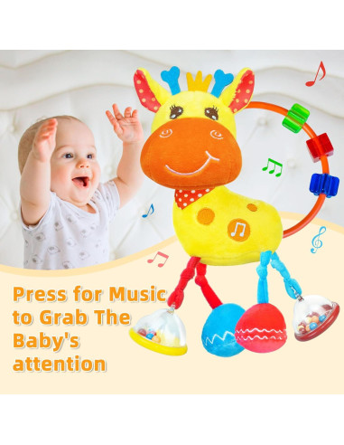 Juguete Sensorial Musical Coqin Jirafa para Bebés 0-12 Meses
