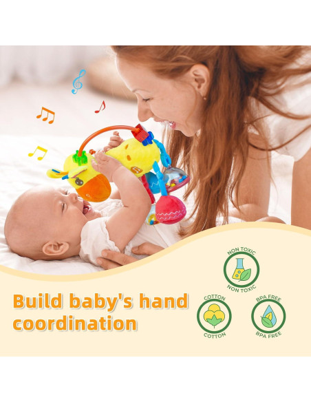 Juguete Sensorial Musical Coqin Jirafa para Bebés 0-12 Meses