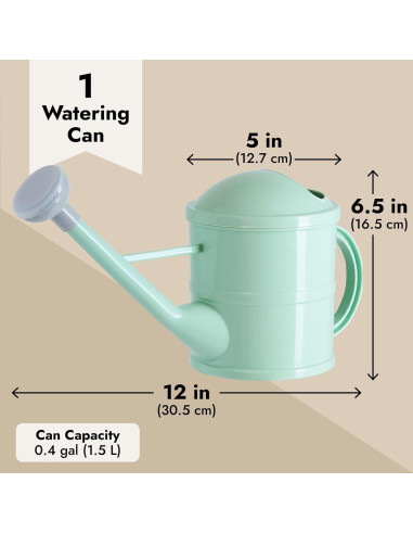 Regadera Plástica Verde Menta Farmlyn Creek 1.5L con Pico Largo