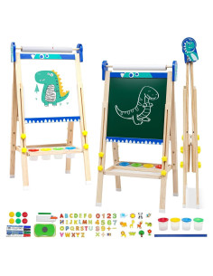 Caballete de Madera Maycoly para Niños con Pizarra y Papel