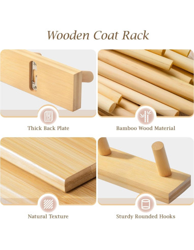 Perchero de Madera HOMEBROS con Ganchos Giratorios 1 Pcs