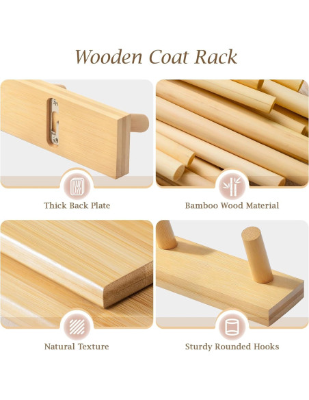 Perchero de Madera HOMEBROS con Ganchos Giratorios 1 Pcs