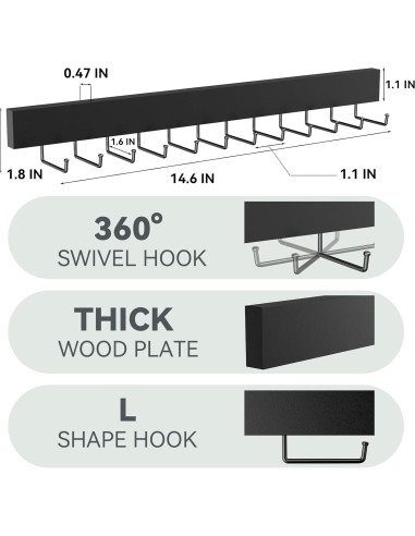 Perchero de Madera HOMEBROS con Ganchos Giratorios 1 Pcs
